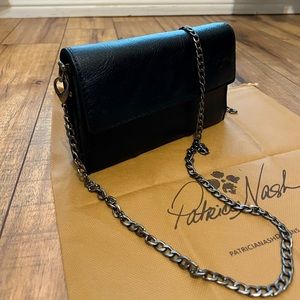 Patricia Nash Black Leather hip-length purse